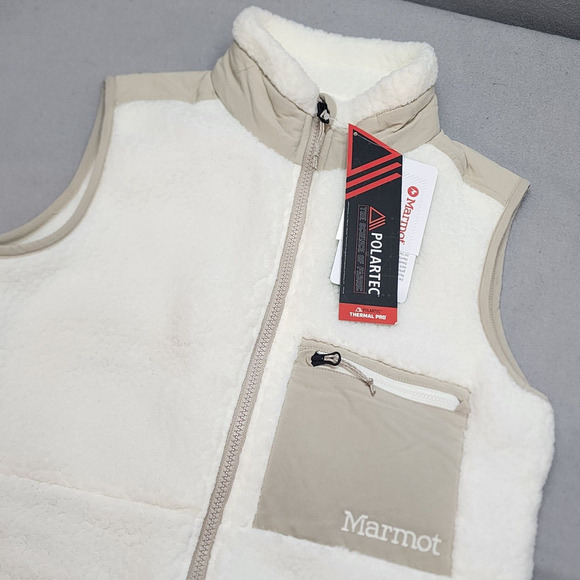 MARMOT‎ Wiley Polartec® Sherpa Fleece Vest Women's Beige Tan Cream Zip Sz XS NWT - Picture 3 of 6